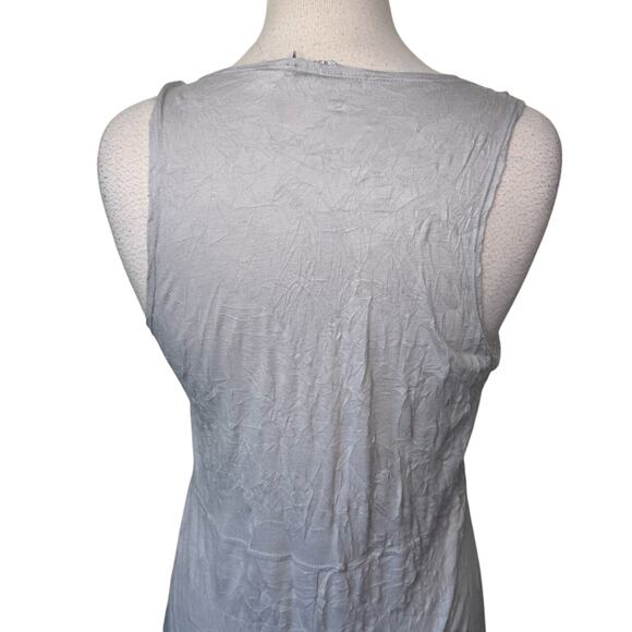 LAUREN VIDAL Scoop Neck Crinkle Knit Maxi Dress Gray Size Medium - Picture 7 of 9